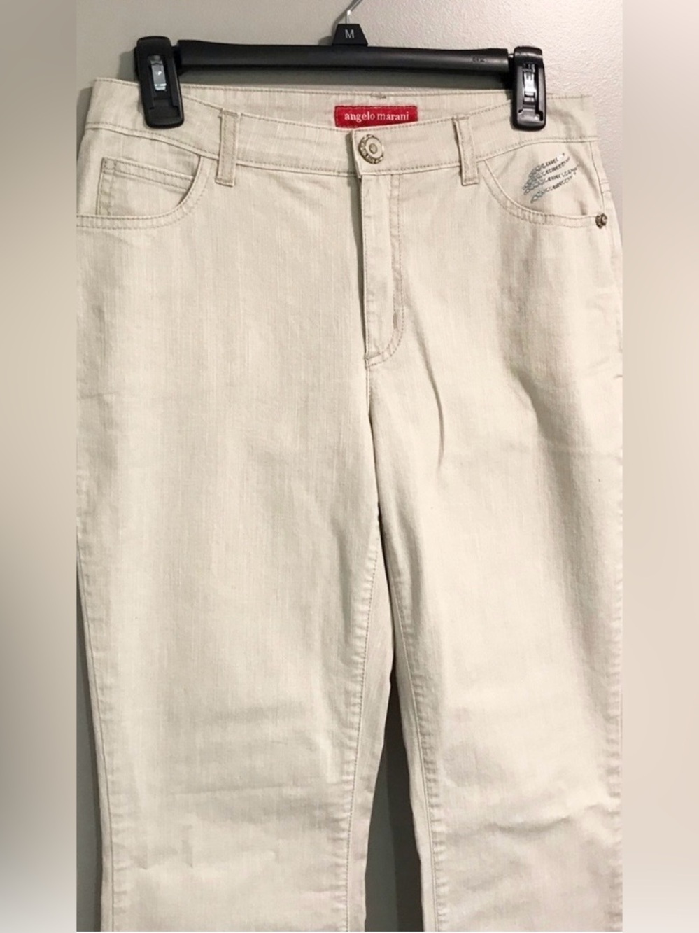 Angelo Marani Italy White Crystal Embellished Stretch Jeans Designer Denim Sz 8 - Picture 8 of 16